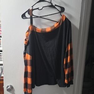 Stylish Black and Orange Women's Top